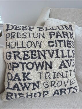 Ballard Designs Dallas Texas Ivory & Charcoal Neighborhood Pillow